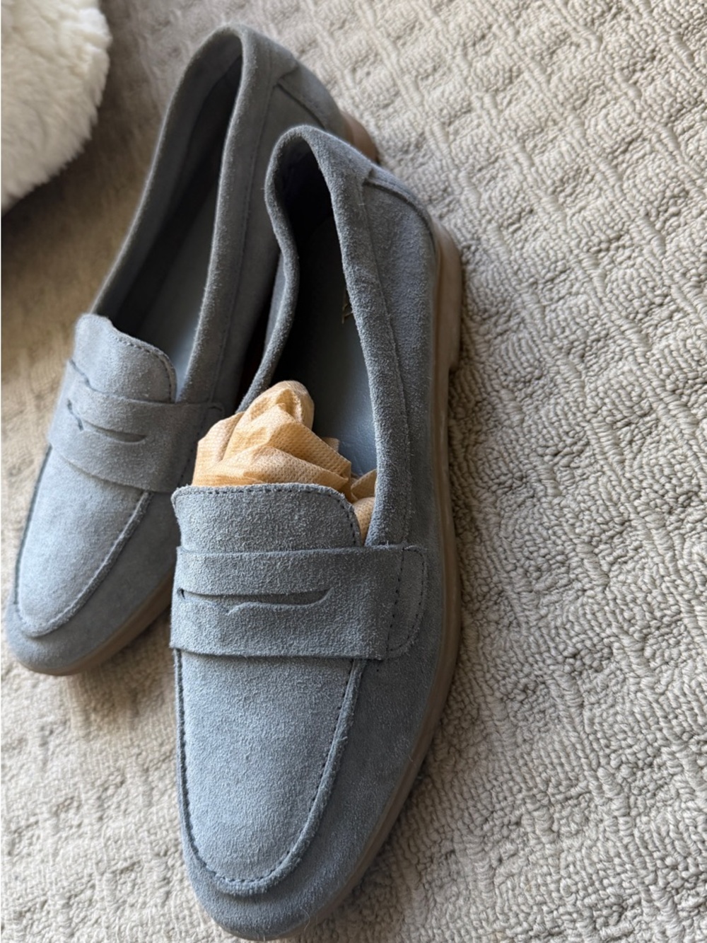 Zara Women's Suede Penny Loafers - Gray